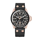 Diesel Men's DZ1754 Rollcage  Rose Gold Black Leather Watch