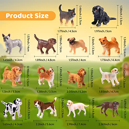 14 Pcs Dog Figurines Dog Cake Topper Realistic Detailed Mini Animals Figures Hand Painted Little