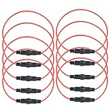 AutoEC 5x20mm 10A AGC Fast-Blow Fuse Inline Fuse Holder With 18 AWG Wire (Pack of 10)