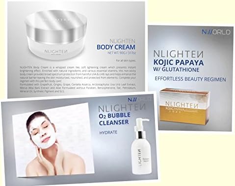 Best Seller Safe and Effective NWORLD NLIGHTEN 02 Bubble 70ml, Kojic Papaya Soap 135g, Body Cream 100g (3pcs/Set) (Price inclusive of 20% VAT)