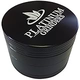 Platinum Grinders Herb Grinder with Pollen Catcher - Large 2.5 Inch 4 Piece, Black Aluminum