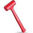 1-LB (16-OZ) Premium Dead Blow Hammer and Unicast Mallet, Neon Red Color | Durable Unibody Molded Construction, Checkered Grip | Rebound and Spark Resistant, Non-Marring and Non-Sparking Design