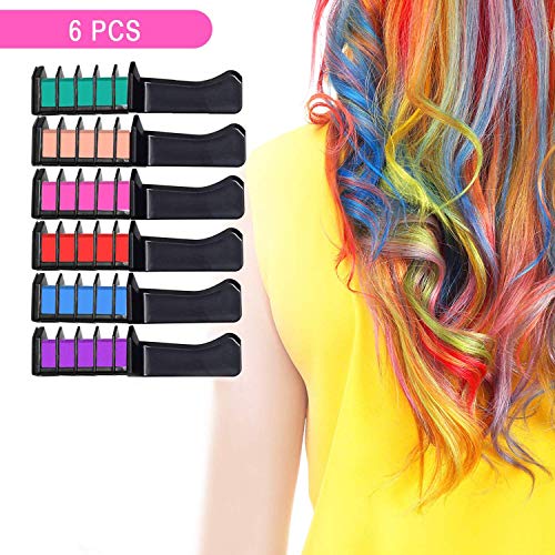 Hair Chalk, Hair Paint Temporary Non Toxic Washable Hair Color Comb for Hair Dye, Birthday Gifts Christmas Party Halloween DIY（6 Color） (Best Diy Purple Hair Dye)