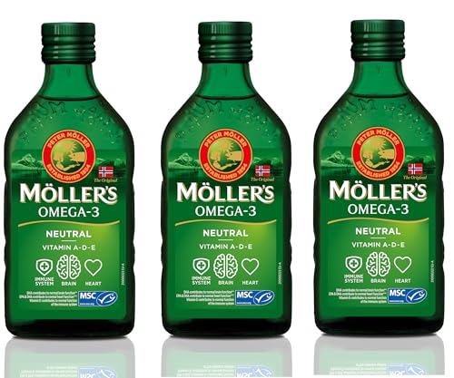 Möller's Omega 3 Lebertran | Nahrungsergänzung mit EPA, DHA, Vit A, D und E | Hochreiner natürlicher | 165 Jahre alte Marke | Superior Taste Award | N