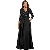 Long Sleeves Mother of The Bride Dresses Sequin Satin Grandmother of The Groom Dress for Wedding