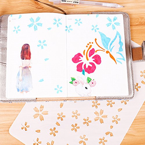 COCODE Plastic Drawing Painting Stencil Templates Set of 10 with Geometry Pattern, Flowers, Angel Shape, Heart Shape Pecfect for Notebook/Diary/Scrapbook/Journaling/Card DIY Craft Projects - Thumbnail 6