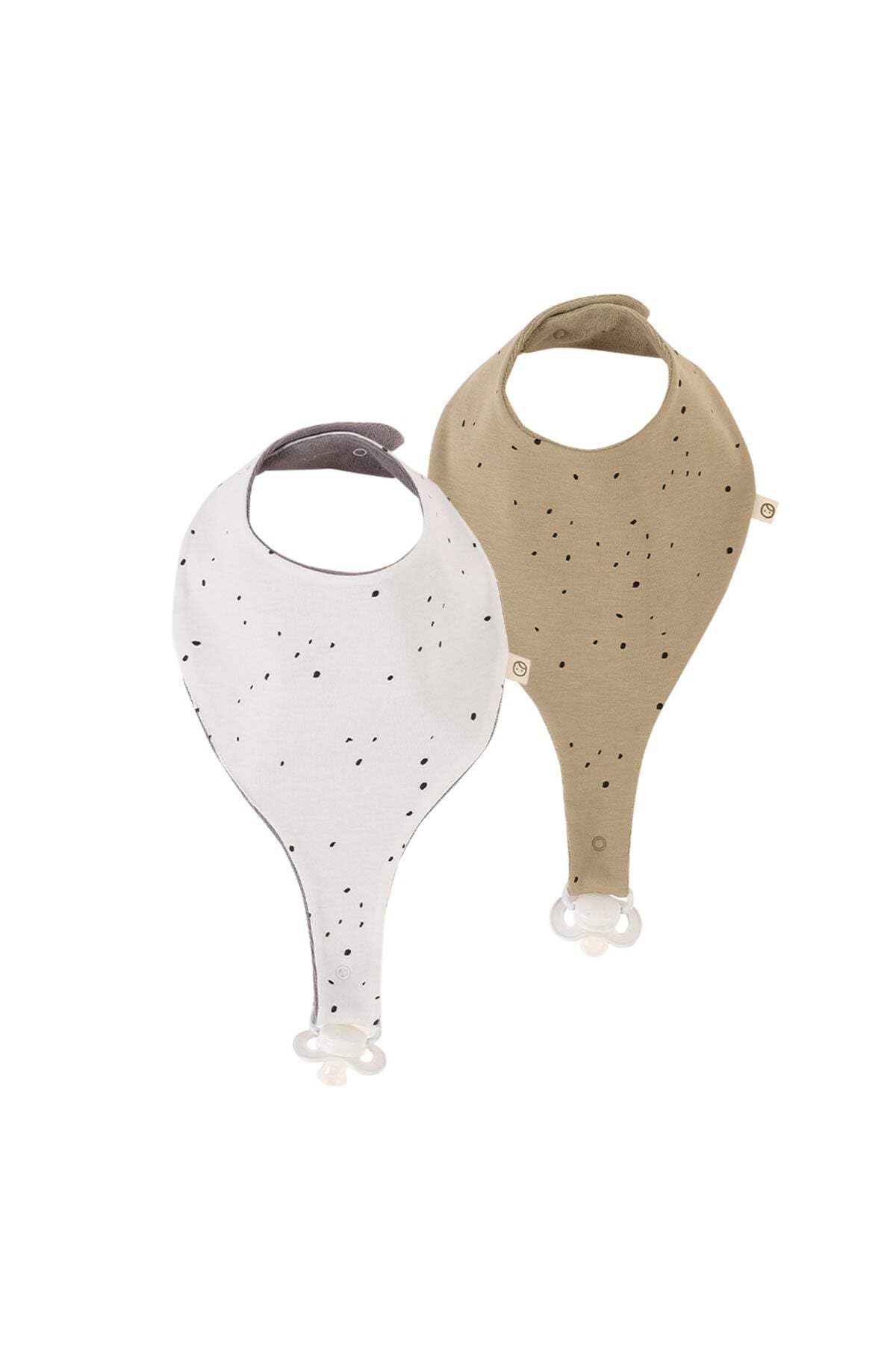 LITTLE GUSTO Waterproof Baby Bandana Dribble Bibs, Dummy Holder, Pacifier Clip, Drooling and Teething, Adjustable Snaps, Certified Organic Cotton, Pack of 2, Cosmos Patterned