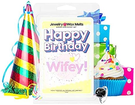 Amazon Com Happy Birthday Wifey Jewelry Wax Melt Ring Tart Wife Jewel Valued At 15 7 500 21oz Jar Soy Wax Surprise Me Jamaican Me Crazy Home Kitchen
