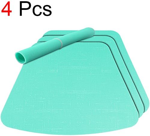 TABLECARE Wedge Silicone Placemats for Round Table Dining Table Placemat Silicone Round Table Mat, Set of 4, Cyan