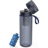 PHILIPS Water GoZero Active BPA-Free Water Bottle with Fitness Tap Water Filter, Sport Squeeze Water Bottle, Lightweight, Blue, 20 oz with Fitness Filter, Blue
