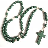 COLORFUL BLING Natural Wooden Catholic Rosaries Wood Crucifix Prayer Beads Pendant Necklace Prayer Jesus Religious Cross Rosary Necklace Handmade Jewelry