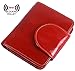 AINIMOER Women's Small Billfold Genuine Leather Tri-Fold Wallet with Zipper Pocket(Red)