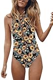 Viottis Women's Push Up Pad v-neck Bandage One-piece Swimsuit Monokini Black S