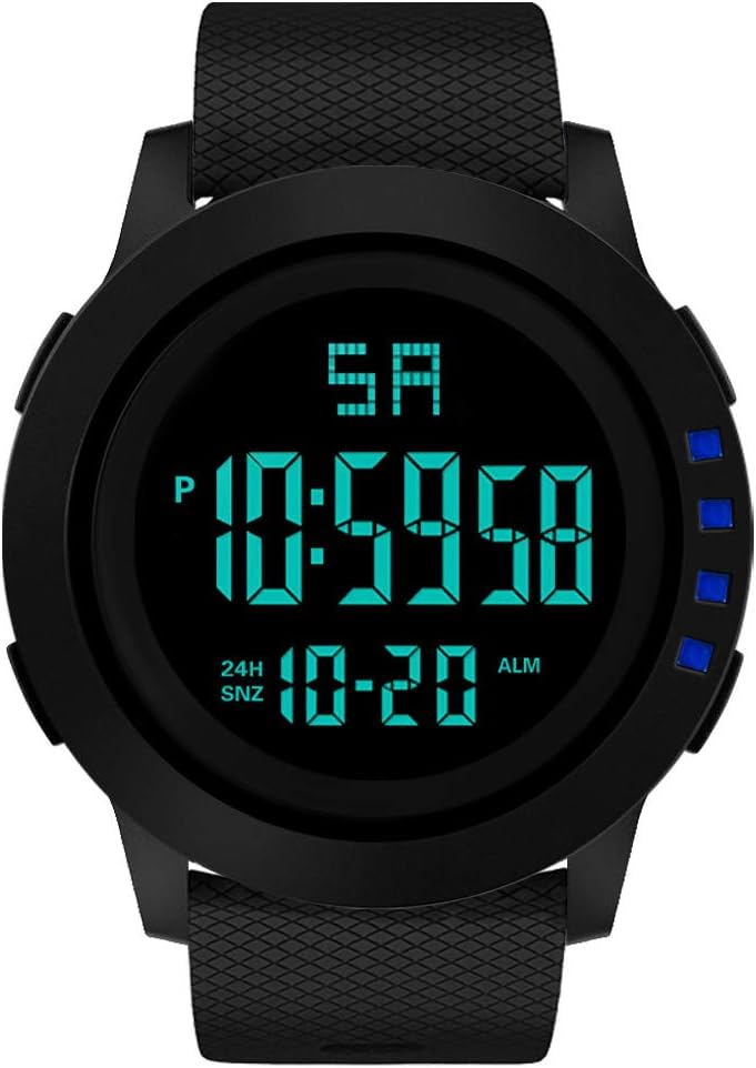 Men Watches Hessimy Men's Digital Sports Watch LED Screen Large Face Military Watches and Waterproof Casual Luminous Electronics Watch Back Light Outdoor Simple Army Wrist Watch