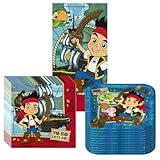 Jake & the Neverland Pirates Party Suppiles Pack Including Plates, Napkins and Tablecover- 16 Guests