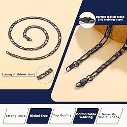 Suplight Black Figaro Chain For Men Stainless Steel
