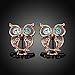 iCAREu Rose Gold Plated Colorful Czechic Diamond Owl Stud Earrings for Women, Girls