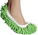 GPCT Unisex Multifunctional [Microfiber] Chenille [Washable] Mop Shoe Cover/Slippers. Perfect for Cleaning Dust, Dirt, & Pet Hair! [2 Pieces]- Green