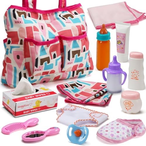 14 Pack Baby Doll Accessories, Baby Doll Feeding and Care Set