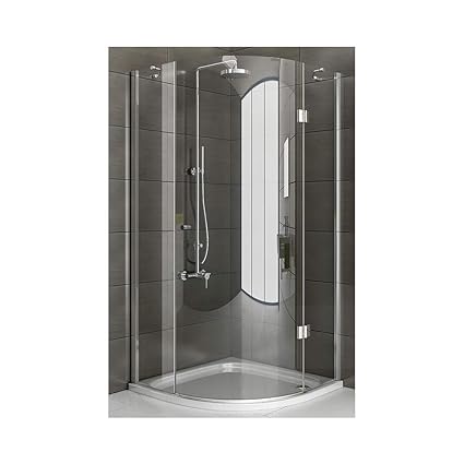 Duschkabine 3-teilig als Runddusche, Echtglas Duschabtrennung ca. 90x90x200 cm aus ESG Sicherheitsglas und Schwingtür mit Gla