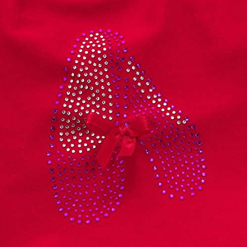 Toddler Girls Gauze Leotards Bodysuit Dancewear Dress Short Sleeve Ballet Skirts (Red, 24M)