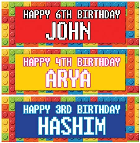2 Personalised Birthday Banner Lego Blocks Children Nursery Kids Party Poster Decoration