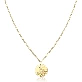PENLYU Birth Flower Necklace, 14K Gold Plated Floral Pendant Necklaces for Women, Simple Dainty Birth Month Flower Necklace, Birthday Jewelry for Women - 12 Month