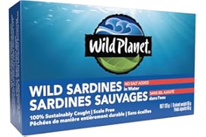 Wild Planet Wild Sardines in Water, Tinned Fish, Sustainably Caught, Non-GMO, Kosher, Gluten Free, Keto and Paleo - 125g
