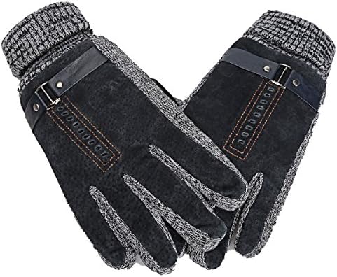 Cozy Design Men's Leather Gloves with Screen Touch Style Belt
