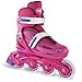 Crazy Skates Adjustable Inline Skates for Girls - Beginner Kids Roller Blades - Pink with Purple (Small/Sizes j11-1)