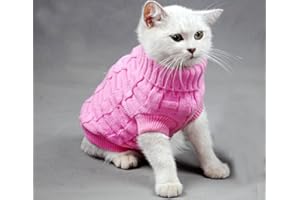 EVURSUA Pet Cat Sweater Kitten Clothes for Cats Small Dogs,Turtleneck Cat Clothes Pullover Soft Warm,fit Kitty,Chihuahua,Teddy,Poodle,Pug (Pink, X-Large)