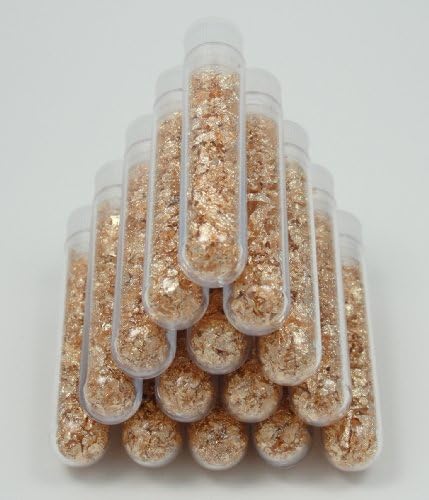 50 - 24k brilliant color Gold Leaf imitation flake filled vials- World Treasures Mint