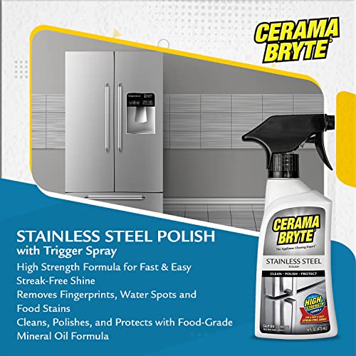 Cerama Bryte Stainless Steel Polish & Removes Tough Stains Cooktop and