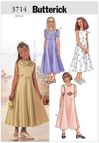 Butterick Patterns B3714 Size 7-8-10 Girls Dress, Pack of 1, White