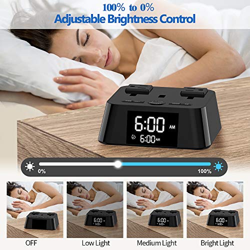 Alarm Clock Charger with 3 USB Ports and 2 Outlets,UL Listed Alarm