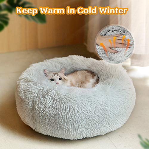 Cat Beds for Indoor Cats, 20 Inch Round Donut Cuddler Dog Bed for Small