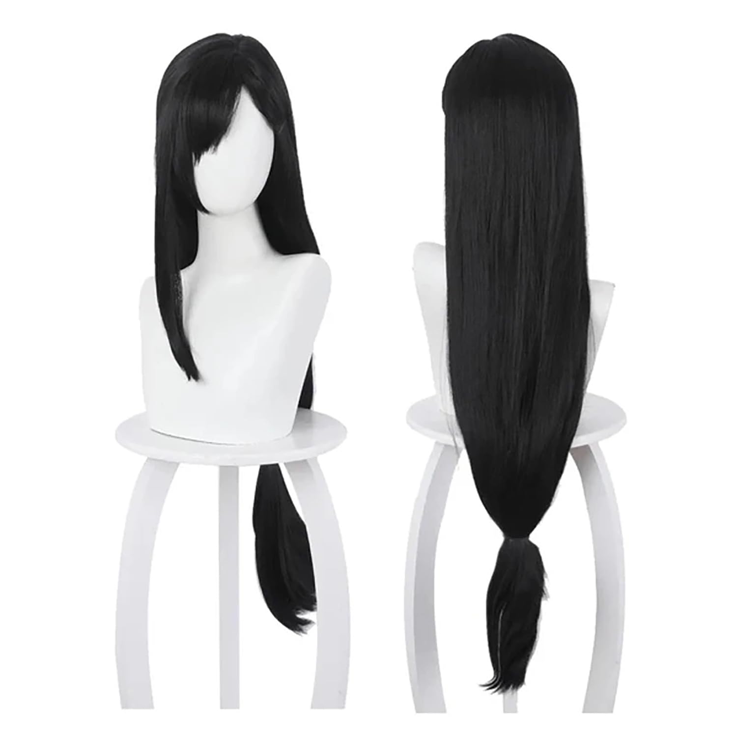 Photo 1 of PWEINCY Black Costume Wig Women Long Synthetic Hair with Bangs for Halloween Costume