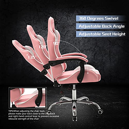 ALEAVIC-Silla-Gamer-Silla-Gaming-de-Respaldo-Alto-Silla-Ergonomica-de-Oficina-Se-Puede-Levantar-y-GirarRosa