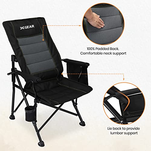 XGEAR Adjustable Oversized Camping Chair High Back Camp Chair Hard Arm