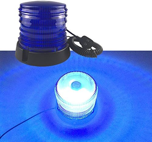 16 LED Waterproof Led Strobe Light, Emergency Flashing Warning Beacon for Truck Vehicle with 12v / 24V Cigarette Lighter Plug and Magnetic Base (Blue)