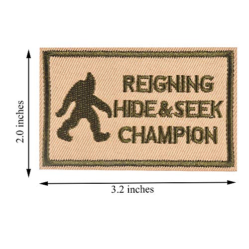 SHELCUP Reigning Hide & Seek Champion Tactical Morale Embroidery Patch Military for Tactical Gear, Coyote