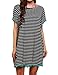 Meaneor Women's Summer Classic Striped Printed Loose Blouse Tunic Dress T-Shirts
