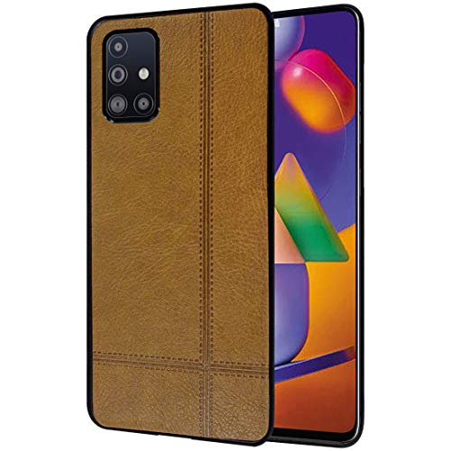 Amazon Brand - Solimo Leather Mobile Cover for (Soft & Flexible Back case), for Samsung Galaxy M31s (Brown)