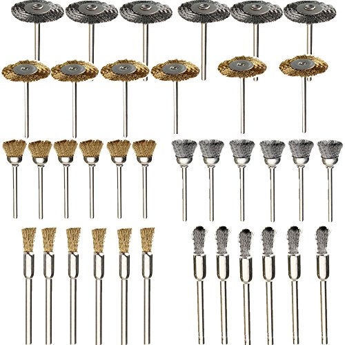 36 PC Brass Wire Wheel Brushes for Dremel Accessories Rotary Tools Polish Clean - Thumbnail 2