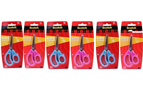 Scotch Kids Blunt Tip Scissors with Soft Touch, 5 Inches (Pack of 6) Assorted Colors