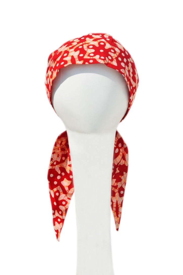 chemo scarves batiks play red ( buy 1 get 1 sleep cap free )