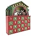 PIONEER-EFFORT Christmas Wooden Advent Calendar House with 24 Drawers and Nativity Scene Count Down to Christmas Decoration Fill Small Gifts for Kids (9.4''x2.3''x11.4''H, Colorful)