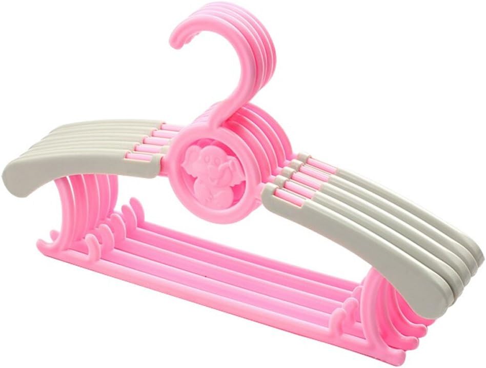 Accinouter Adjustable Baby Children's Clothes Hangers Expandable Durable Cute Plastic Anti-Slip Telescopic Hanger Drying Storage Hanging Rack for Kids Adults ABH01 (Pink, 5)