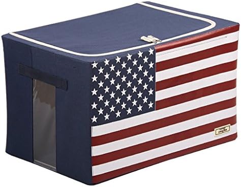 LivingBox 70 Quart/66 Liter Extra-large Foldable Storage Containers Fabric Storage Bins, American Flag, Large