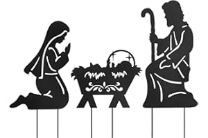 YY-LADYBUG Nativity Decorative Stakes Metal Nativity Scene Garden Stakes Nativity Yard Stakes Outdoor Nativity Scene Christmas Decoration Yard Stakes Set of 3